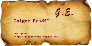 Gaiger Ernő névjegykártya